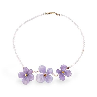 Alternate image for Natural Hydrangea and Cultured Pearl Jewelry Set Hydrangea Treasure