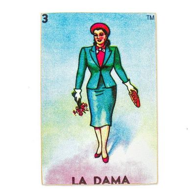 Alternate image for Decoupage Wooden Magnet With Mexican Loteria Card Motif The Lady