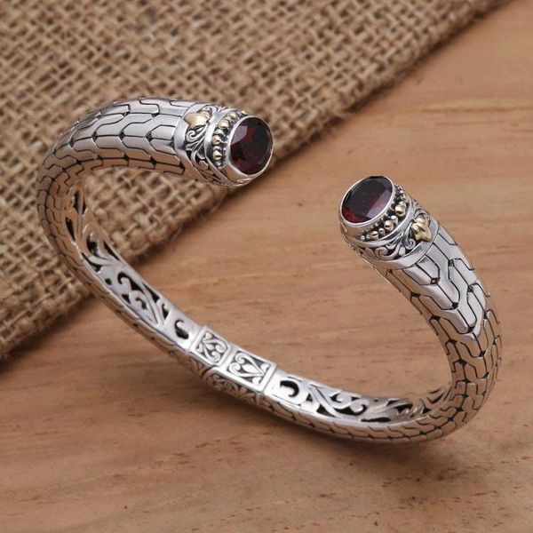 Alternate image for Gold-Accented Sterling and Garnet Cuff Endeavor