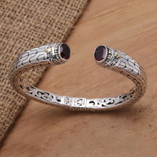 Alternate image for Gold-Accented Sterling and Garnet Cuff Endeavor