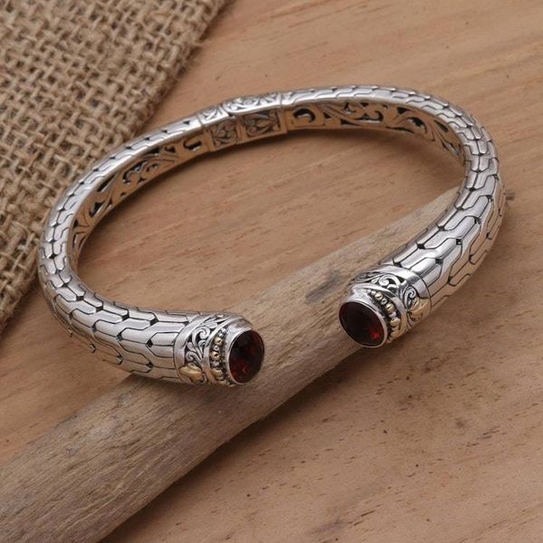 Alternate image for Gold-Accented Sterling and Garnet Cuff Endeavor