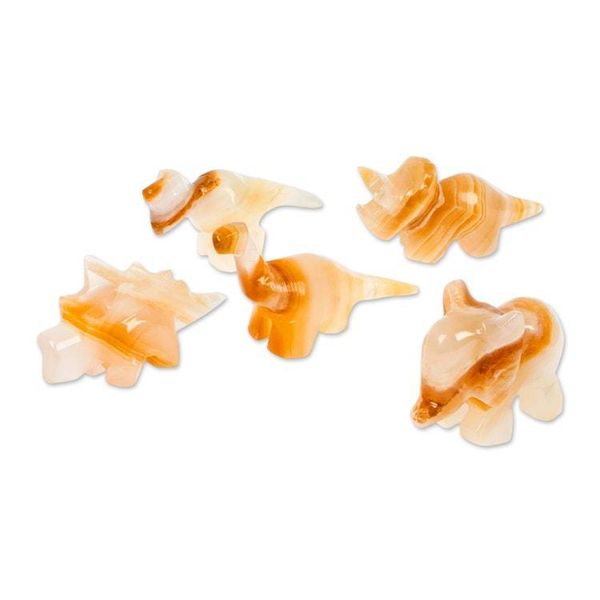 Alternate image for 5 Dinosaur Mammoth Small Decorative Carved Marble Figurines Prehistoric Family