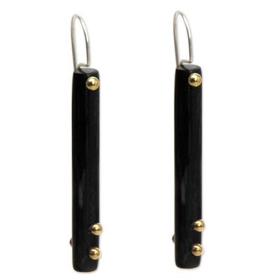 Alternate image for Hand Crafted Brass Accent Earrings with Water Buffalo Horn Benoa Sunlight