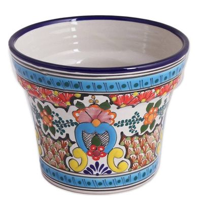 Alternate image for Talavera-Style Ceramic Flower Pot from Mexico Marvelous Bouquet