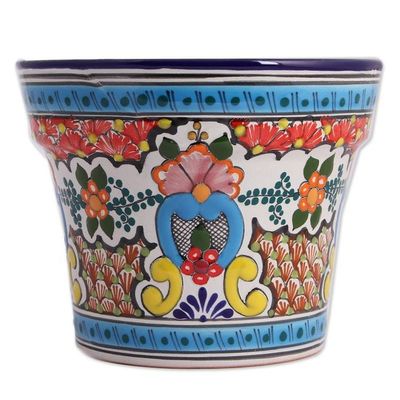 Alternate image for Talavera-Style Ceramic Flower Pot from Mexico Marvelous Bouquet