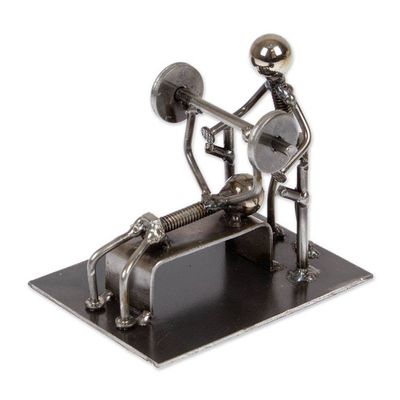 Alternate image for Recycled Metal Figurine of Men Bench Pressing at the Gym Gym Buddies