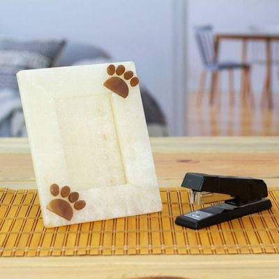 Alternate image for Paw Print Natural Onyx Photo Frame from Mexico 4x6 Cute Paws