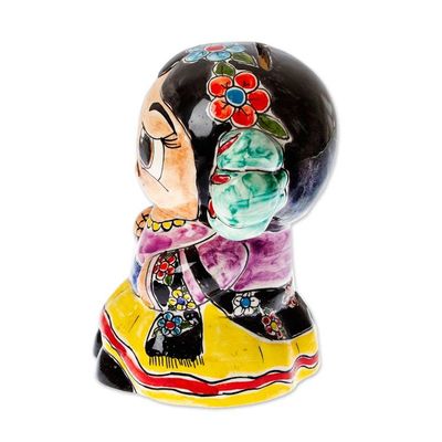 Alternate image for Glazed Folk Art-Themed Multicolor Ceramic Dancer Girl Bank Festive Coins