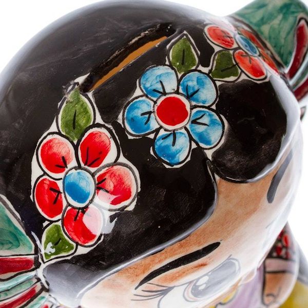 Alternate image for Glazed Folk Art-Themed Multicolor Ceramic Dancer Girl Bank Festive Coins