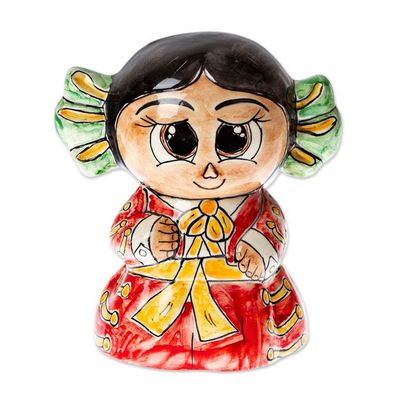 Alternate image for Glazed Folk Art-Inspirational Red Ceramic Dancer from Mexico Celebration Coins