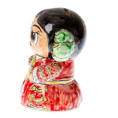 Alternate image for Glazed Folk Art-Inspirational Red Ceramic Dancer from Mexico Celebration Coins
