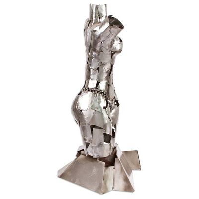 Alternate image for Rustic Scrap Metal Female Torso Sculpture Chained Venus