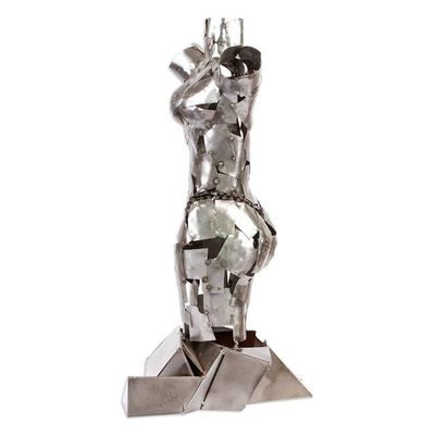 Alternate image for Rustic Scrap Metal Female Torso Sculpture Chained Venus