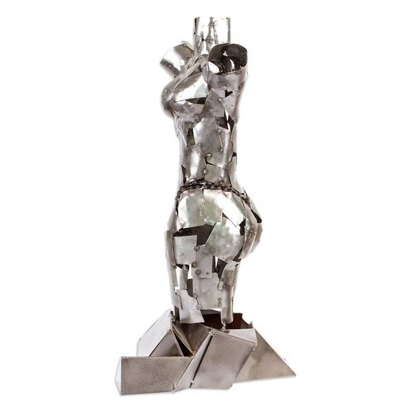Alternate image for Rustic Scrap Metal Female Torso Sculpture Chained Venus