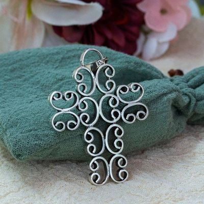 Primary image for Handcrafted Christian Cross Sterling Silver Pendant Heavenly