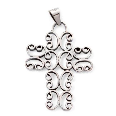 Alternate image for Handcrafted Christian Cross Sterling Silver Pendant Heavenly
