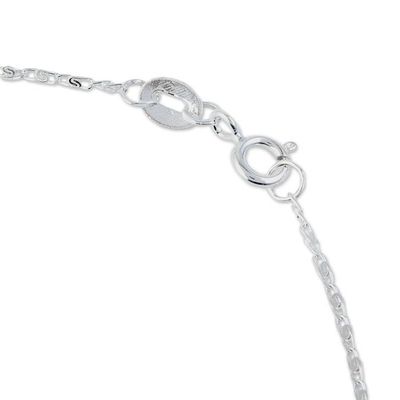 Alternate image for Clear Resin Double Heart Sterling Silver Pendant Necklace Pink Flowered Heart