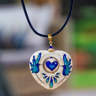 Primary image for Gold-Accented Heart-Shaped Blue Howlite Pendant Necklace Majestic Affair