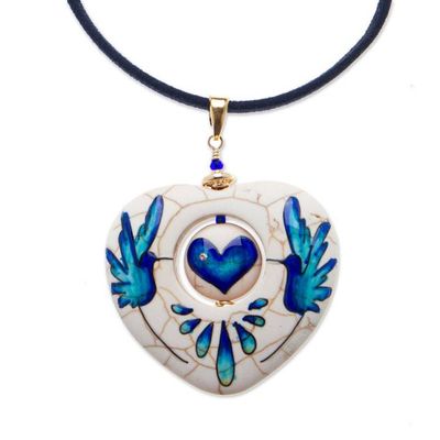 Alternate image for Gold-Accented Heart-Shaped Blue Howlite Pendant Necklace Majestic Affair