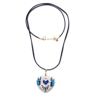 Alternate image for Gold-Accented Heart-Shaped Blue Howlite Pendant Necklace Majestic Affair