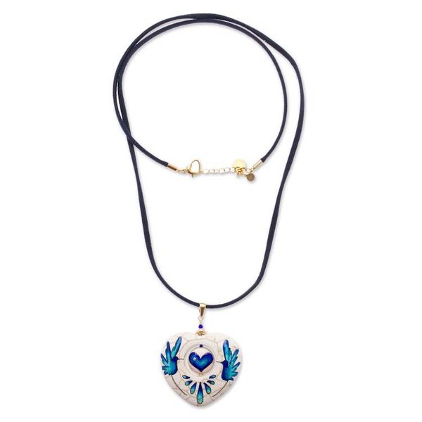 Alternate image for Gold-Accented Heart-Shaped Blue Howlite Pendant Necklace Majestic Affair