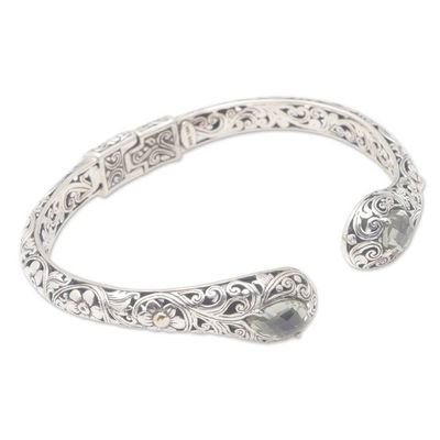 Alternate image for Floral 18k Gold-Accented Cuff Bracelet with Prasiolite Gems Ethereal Prosperity