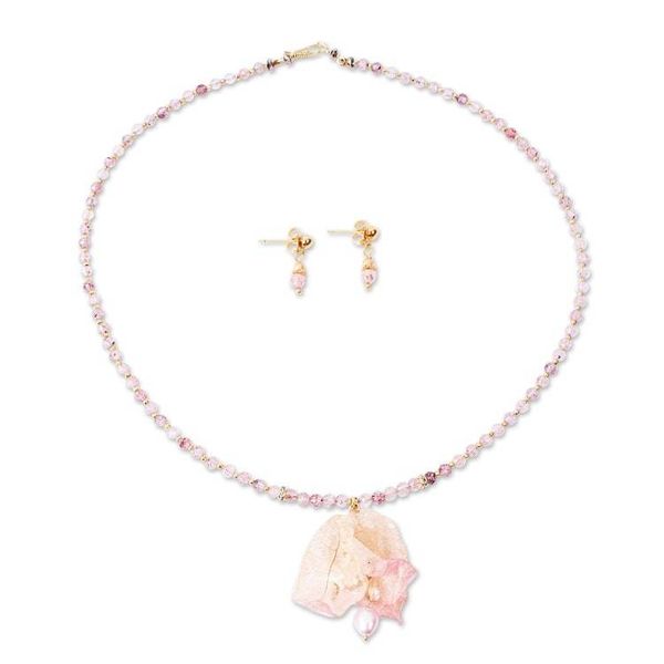 Alternate image for Natural Flower and Beryl Jewelry Set Bougainvillea Romance