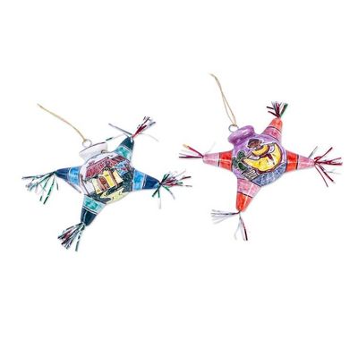 Alternate image for Two Hand Painted Ceramic Piata Ornaments from Mexico Cheerful Piatas