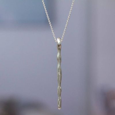 Alternate image for Polished Semi-Abstract Sterling Silver Pendant Necklace Flowing Grace