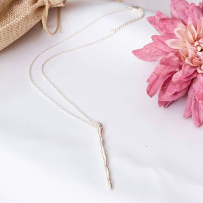 Alternate image for Polished Semi-Abstract Sterling Silver Pendant Necklace Flowing Grace