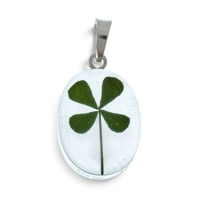 Alternate image for Sterling Silver and Resin-Coated Four-Leaf Clover Pendant Lucky Life
