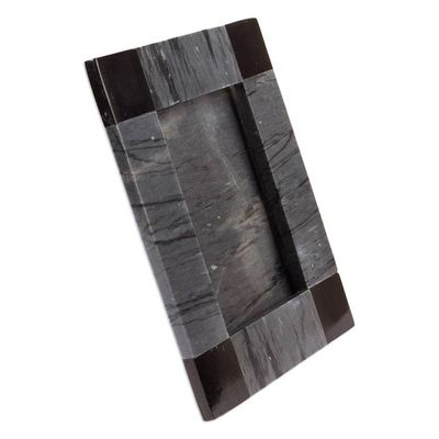 Alternate image for Grey and Black Marble Photo Frame from Mexico 4x6 Grey Energy