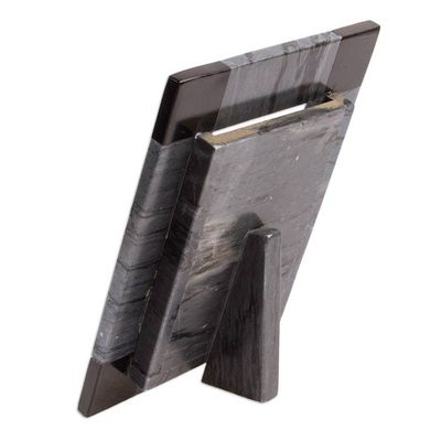 Alternate image for Grey and Black Marble Photo Frame from Mexico 4x6 Grey Energy