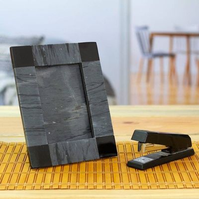 Alternate image for Grey and Black Marble Photo Frame from Mexico 4x6 Grey Energy