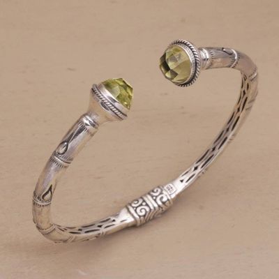 Primary image for Sterling Silver and Prasiolite Hinged Balinese Cuff Bracelet Talk to Me