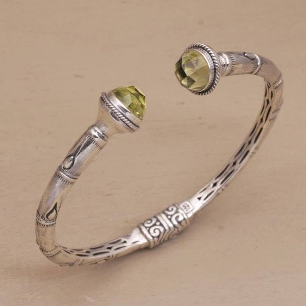 Alternate image for Sterling Silver and Prasiolite Hinged Balinese Cuff Bracelet Talk to Me