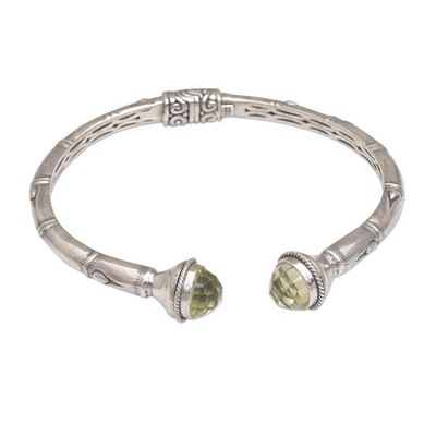 Alternate image for Sterling Silver and Prasiolite Hinged Balinese Cuff Bracelet Talk to Me