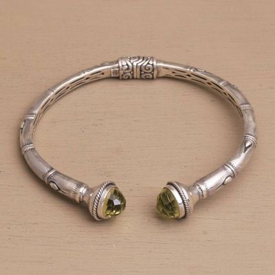 Alternate image for Sterling Silver and Prasiolite Hinged Balinese Cuff Bracelet Talk to Me