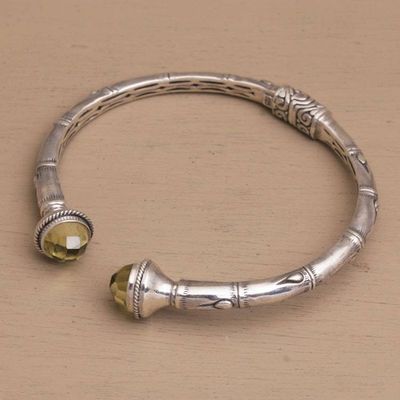 Alternate image for Sterling Silver and Prasiolite Hinged Balinese Cuff Bracelet Talk to Me