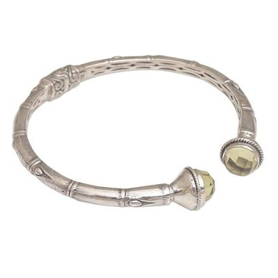 Alternate image for Sterling Silver and Prasiolite Hinged Balinese Cuff Bracelet Talk to Me