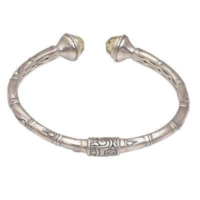 Alternate image for Sterling Silver and Prasiolite Hinged Balinese Cuff Bracelet Talk to Me