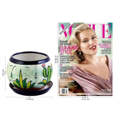 Alternate image for Handcrafted Ceramic Flower Pot with Cactus Images Mexican Memories