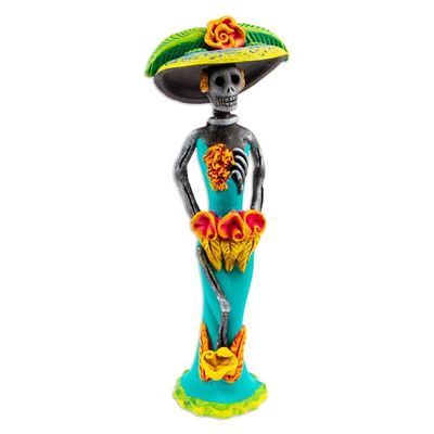 Alternate image for Day of the Dead Catrina Ceramic Sculpture Crafted by Hand Catrina the Beautiful