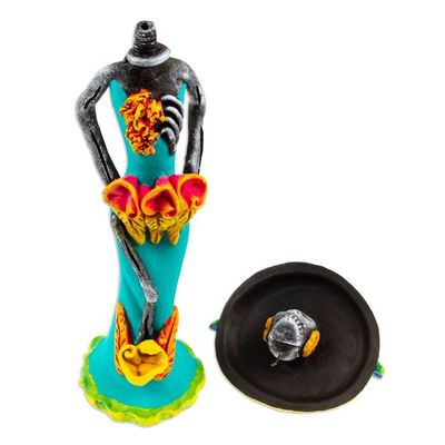 Alternate image for Day of the Dead Catrina Ceramic Sculpture Crafted by Hand Catrina the Beautiful