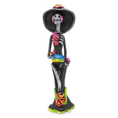 Alternate image for Day of the Dead Catrina Ceramic Sculpture Crafted by Hand Catrina the Seductress