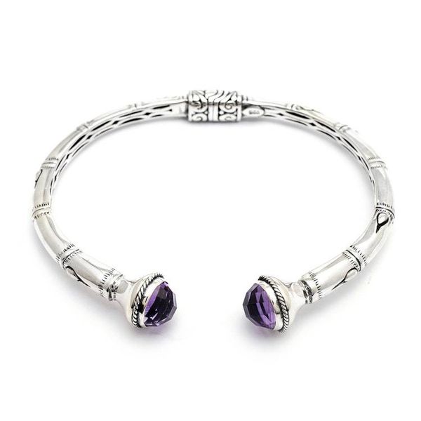 Alternate image for Balinese Style Hinged Silver Cuff Bracelet with Amethyst Talk to Me
