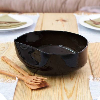 Alternate image for Eco-Friendly Black Handblown Glass Salad Bowl from Mexico Dark Delicacies