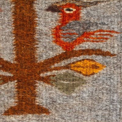 Alternate image for Grey Bird-Themed Hand-Loomed Zapotec Style Wool Table Mat Grey Bird Kingdom