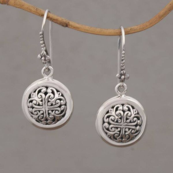 Alternate image for Hand Crafted Sterling Silver Dangle Earrings from Indonesia Denpasar Moonbeams
