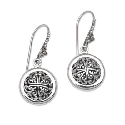 Alternate image for Hand Crafted Sterling Silver Dangle Earrings from Indonesia Denpasar Moonbeams
